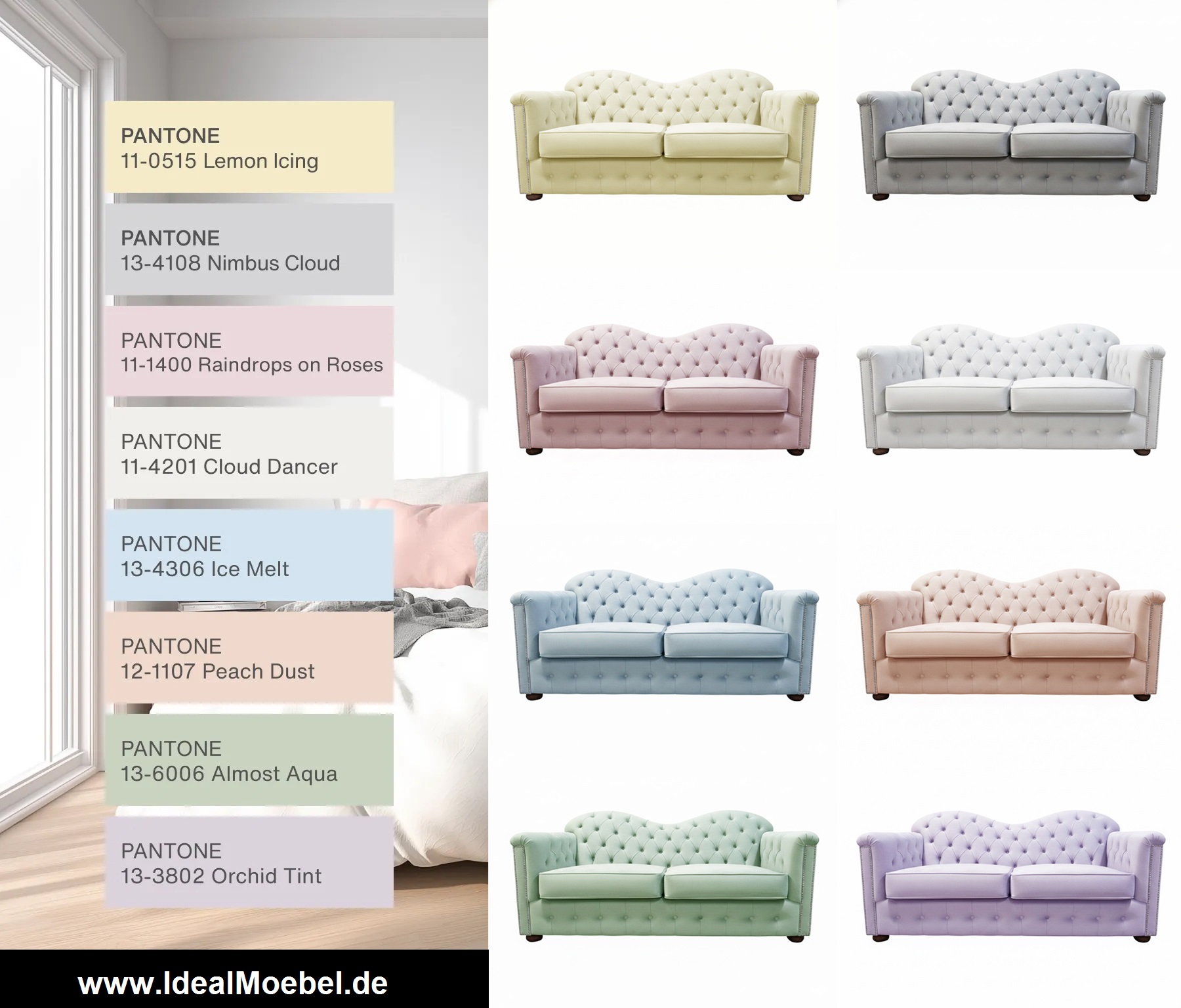 Cloud Dancer im Interior – Zusammenfassung  Der neutrale Pantone-Farbton 2026, Cloud Dancer, ermöglicht die Gestaltung lichtdurchfluteter, harmonischer und behaglicher Innenräume. Dank der sieben Farbpaletten lässt er sich sowohl in minimalistischen als auch in mutigen, tropischen oder glamourösen Arrangements einsetzen. In Kombination mit Pastellfarben, lebendigen Akzenten oder metallischen Details wird Cloud Dancer zur idealen Basis für elegante, komfortable und charakterstarke Räume, die Entspannung und Wohlbefinden fördern.